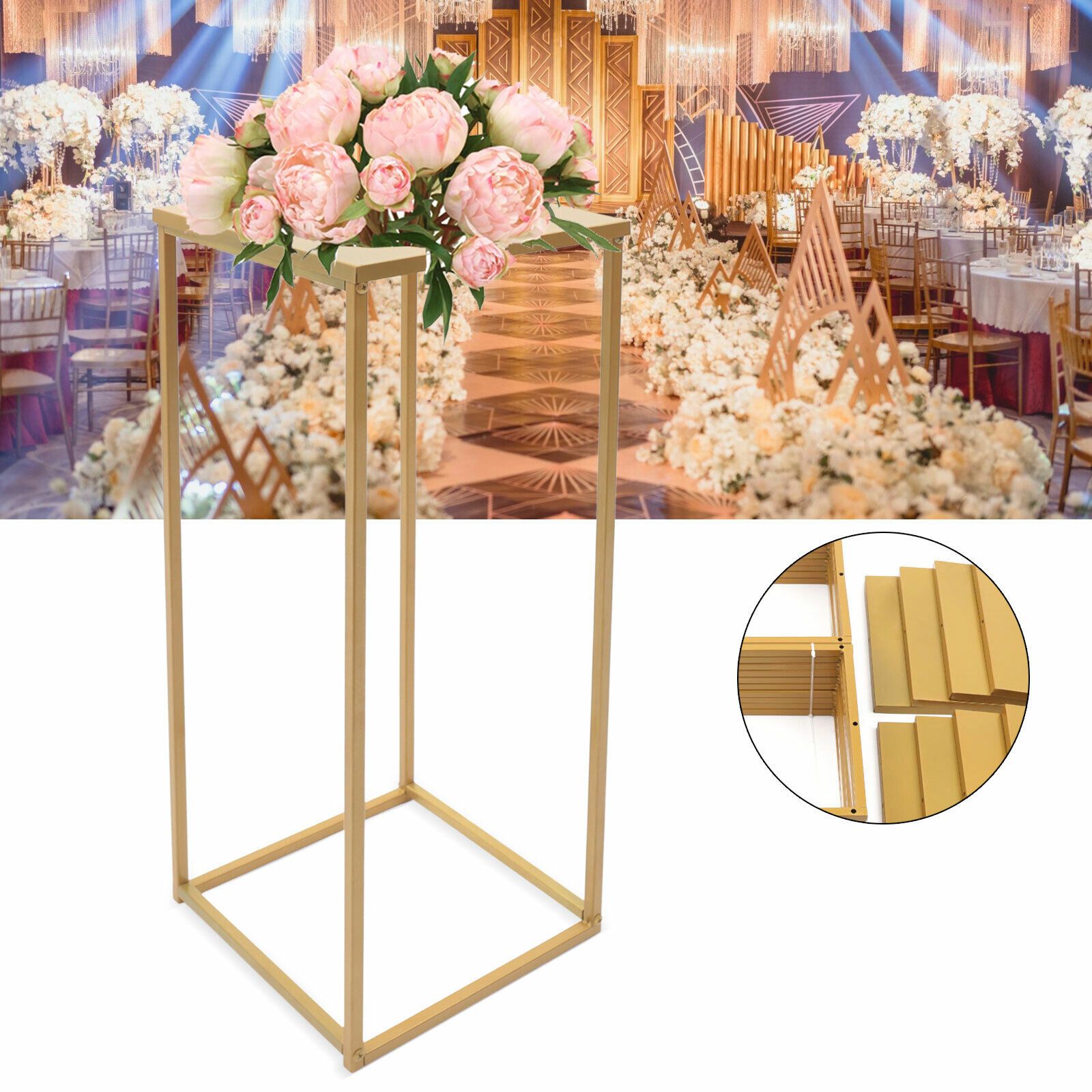 

Cncest Gold 10pcs Metal Vase , 10* 80x30x30cm/31. 5x11. 81x11. 81 Inch Flower Stand, Wedding Banquet Flower Arrangement Gold Decoration, Party Decoration Bracket, Wedding Decoration Bracket