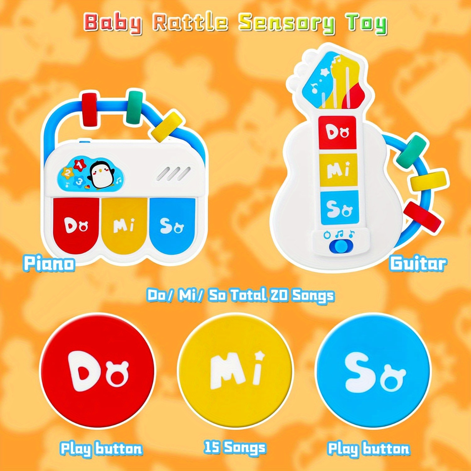 Kids Musical Rattle Car Key Piano Toy