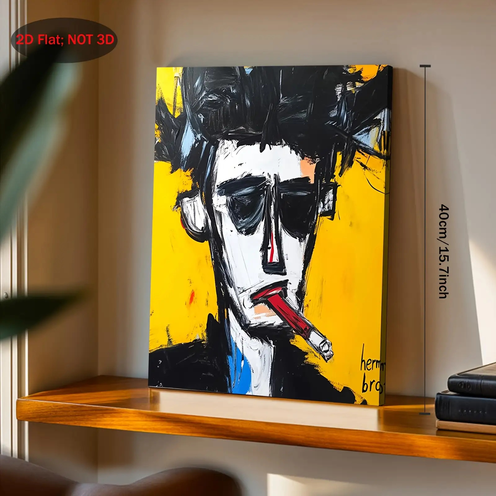 TEMU 2D Plat, 2D Plat, Een Enkel Stuk 2D Houten Frame Canvas Kunstwerk Getiteld "Canvas - Herfstbladeren & Warme Zonsondergang" Met Herman 's Roken