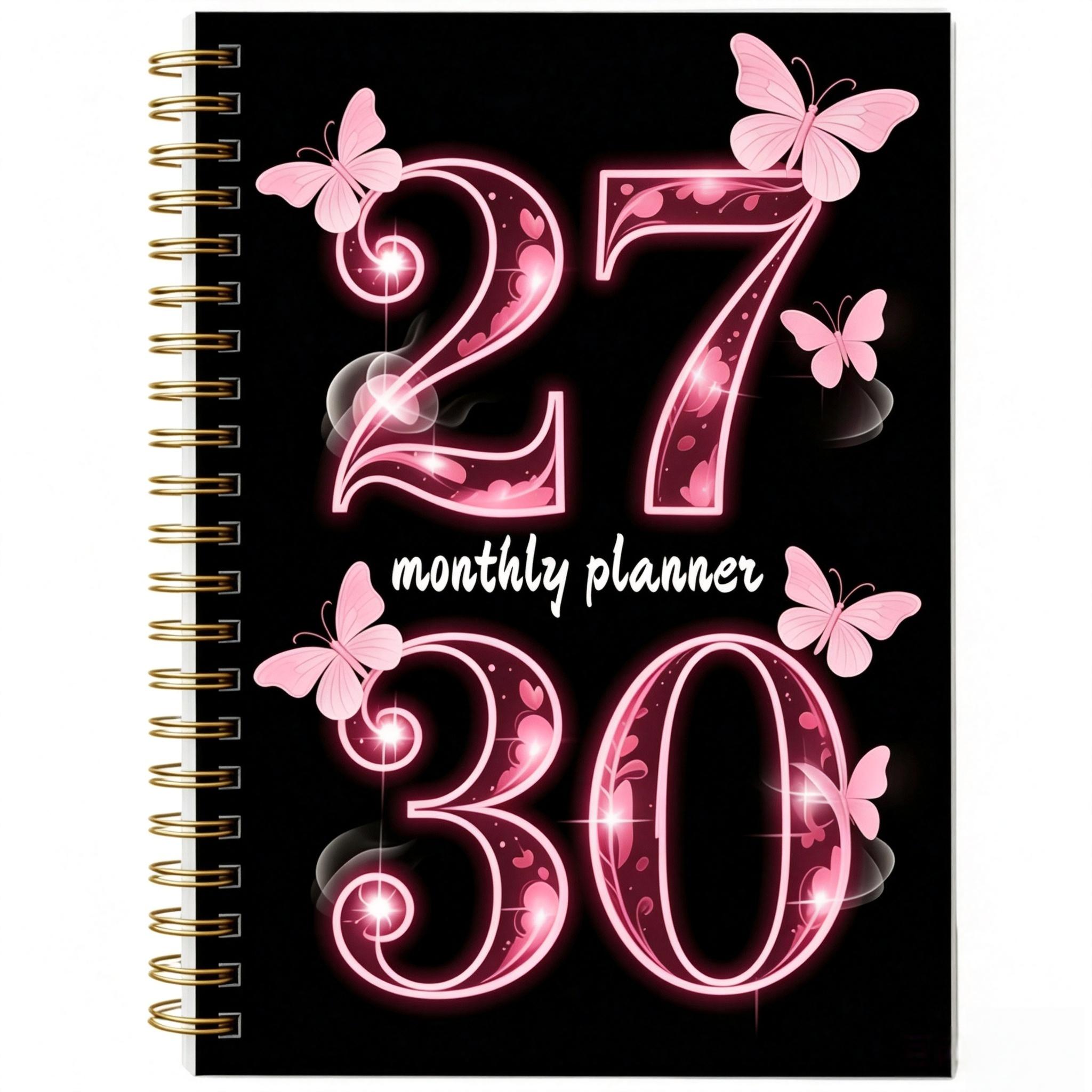 TEMU Agenda/Calendrier Mensuel 2027-2030 - Agenda Mensuel Quadriennal, de 2027 à décembre 2030, Carnet de Notes à Couverture Thème Papillon Rose sur