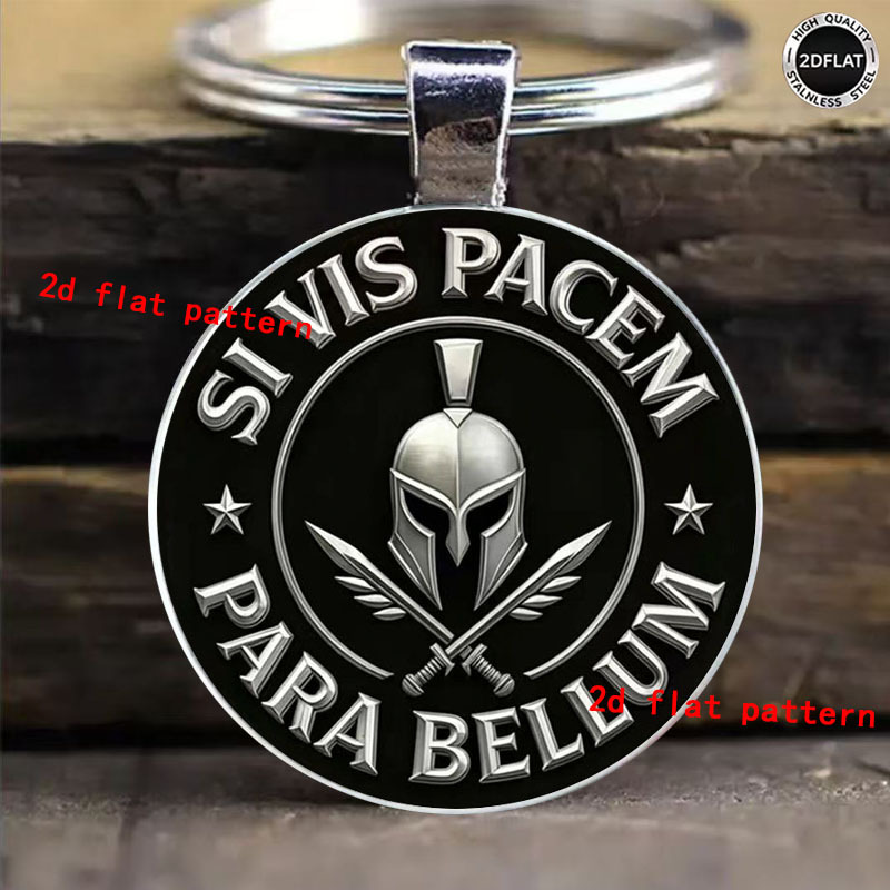TEMU Portachiavi 2D piatto con di Sparta e spada - Design in stile antico, decorato con borse e chiavi per auto, come regalo per appassionati di