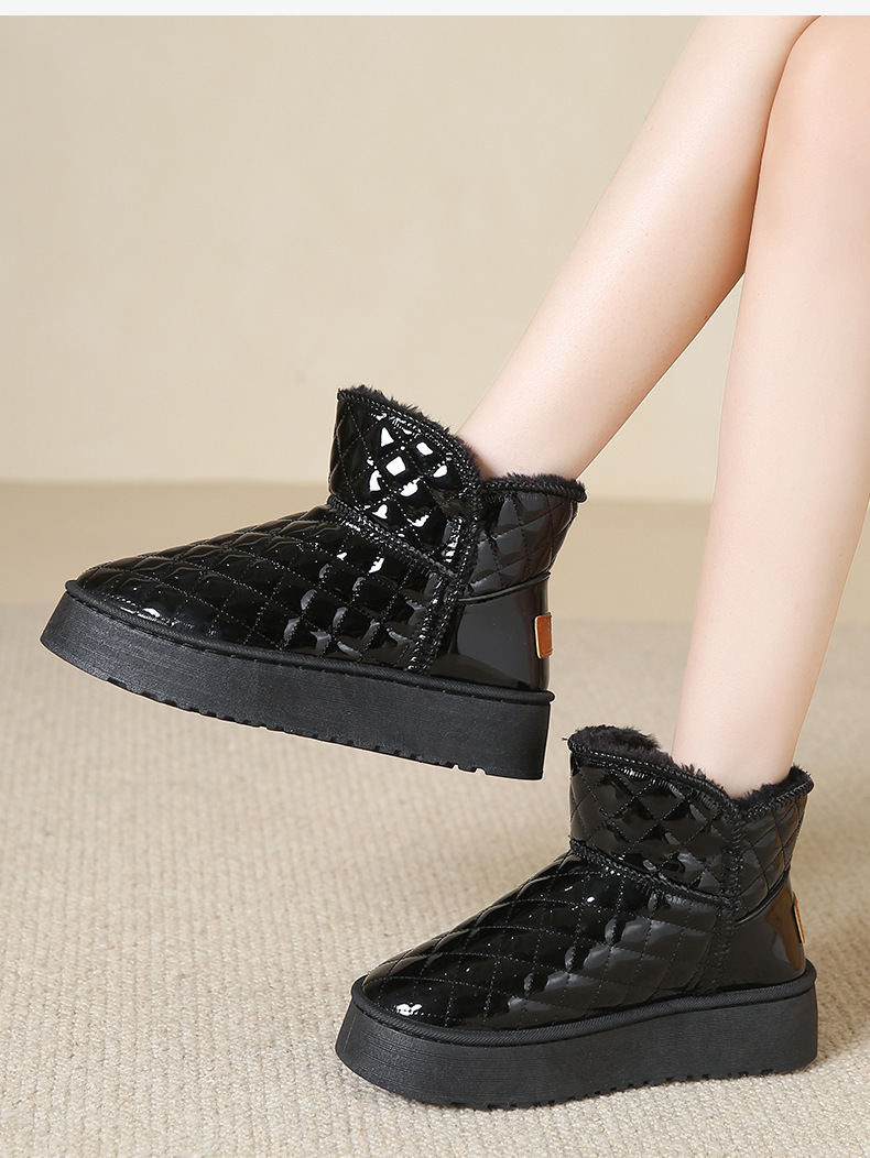 womens winter snow boots with h shaped lift height increase high quality non slip fleece lined thickened pu upper rubber sole beige black grey warm ankle boots for   slush all terrain Product details 15