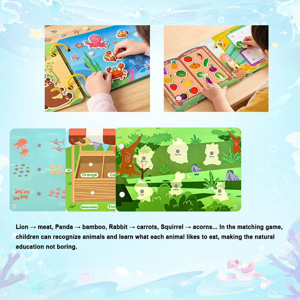 TEMU Children's Materials Interactive Quiet Flip Sticker Book.fresh Cartoon Forest Theme, Educational Sensory Activities Flash Cards, Cognitive ,