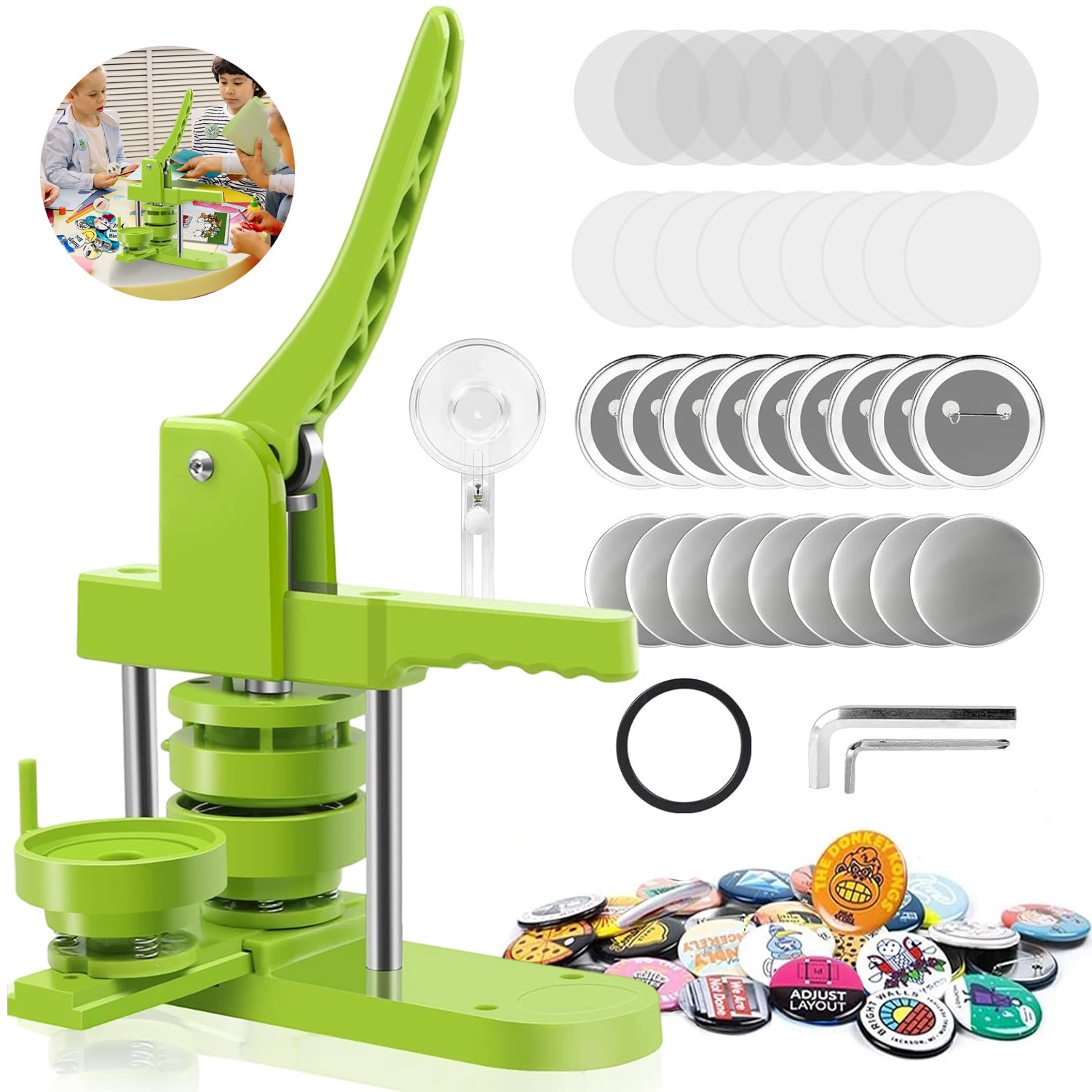 Image of 58mm Button Maker Machine, Installation-free, Button Pin Maker Machine, Button Badge Press Machine With Free 50pcs Button Maker Supplies