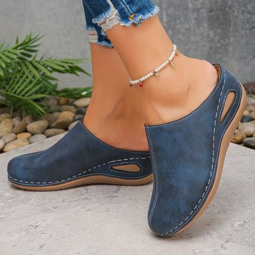 2026 new womens thick soled backless slip with arch support comfortable orthopedic casual suitable for daily indoor and outdoor wear elegant style solid color made of polyvinyl chloride women shoes