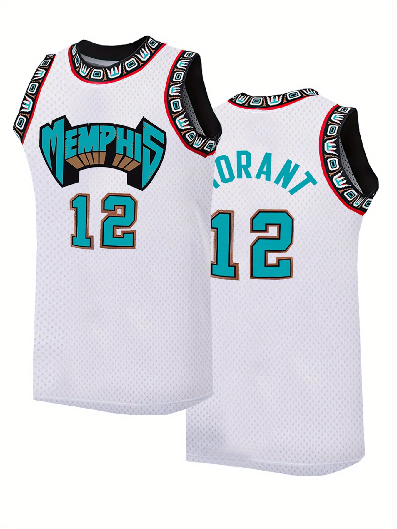 men's white Memphis basketball jersey breathable sleeveless summer sportswear