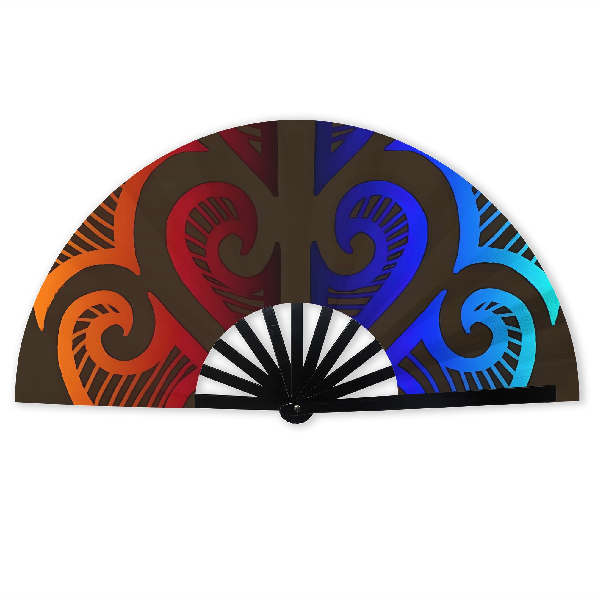 TEMU 2d Print Design New Zealand Maori Folding Fan Summer Fan Parties Music Festivals And Birthday Gifts