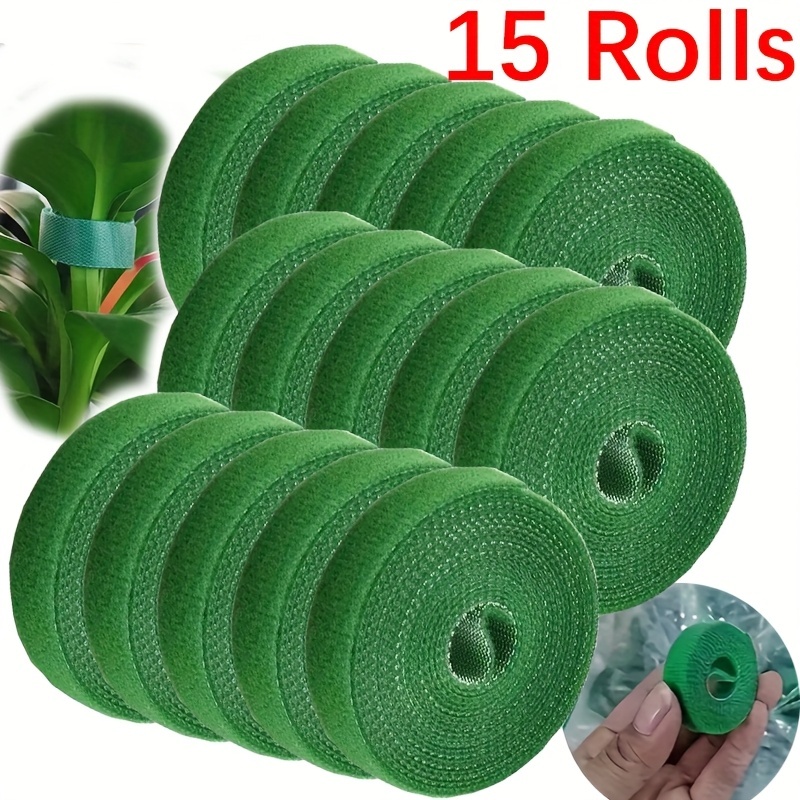 E-shop 15 Rollen selbstklebende Pflanzenbinder, Nylon-Klettverschlüsse, sichere Bindung für Ranken, Blumen Bäume, wetterfest langlebig, verstellbar