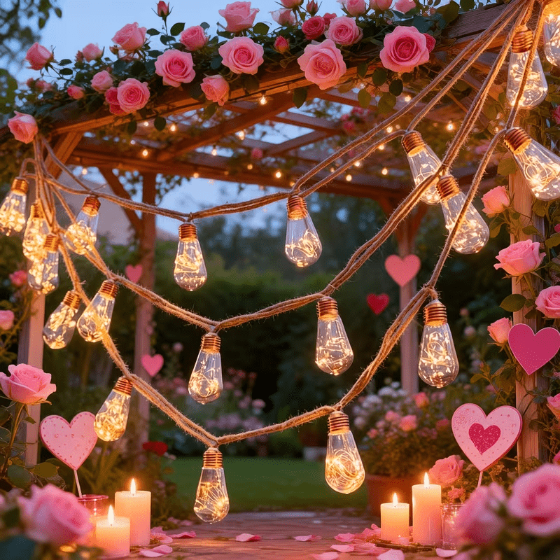 TEMU Set Of 16 Led Solar-powered Vintage Jute String Lights, Hanging Garden String Lights, Solar-powered, Light-activated Switch, 8 Lighting , Ideal