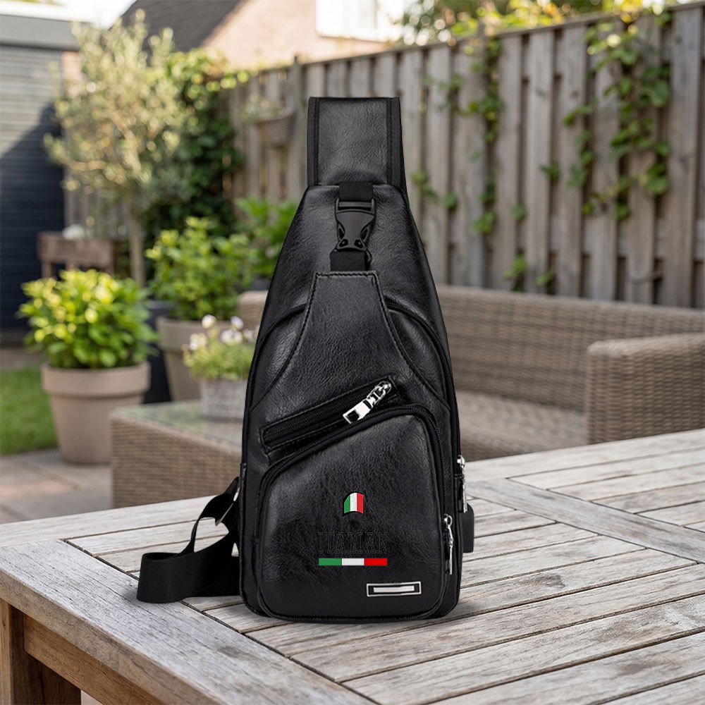 Sac Bandoulière Sport Homme — Style Italy Multipoches Nouveau Sac Bandoulière de Sport en Plein Air ITALY pour Homme, Sac Banane, Sac de Poitrine de Sport, Sac à Bandoulière Décontracté avec Sangle Réglable et Conception Multi-Poches, Convient pour le Voyage, la Pêche et les Trajets Quotidiens