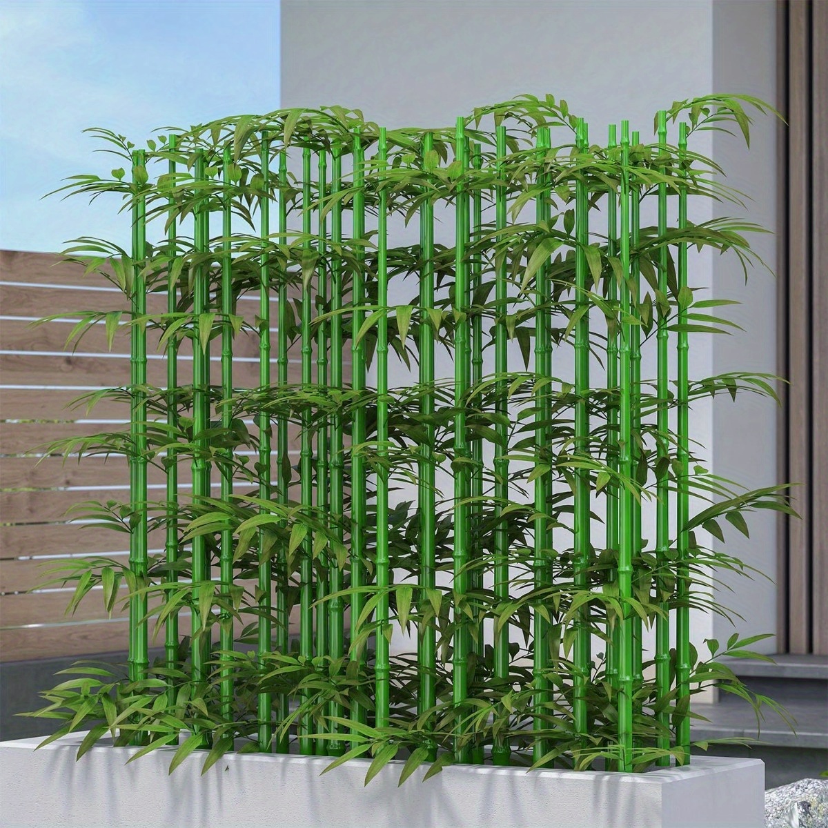 Image of Set Of 10 Artificial Bamboo Plants, Each 5 Feet Tall Or 150 Cm, Perfect For Enhancing Indoor And Outdoor Spaces, Providing Privacy, And Beautifying Gardens, Patios, And Backyards. Are Resistant To