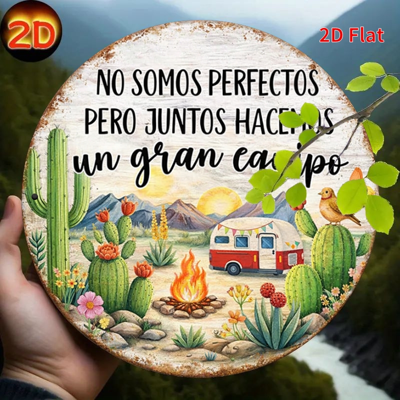 TEMU 2D, [2Dflat] 1 pieza 20x20cm - Letrero de hojalata, de pared vintage del equipo de autocaravanas, Letrero metálico con en español, para