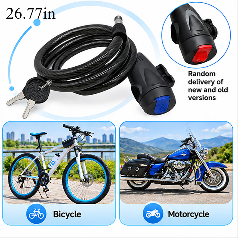TEMU Antivol à clé pour vélo de montagne, cadenas portable, cadenas à combinaison pour vélo électrique, accessoires et cadenas pour vélo