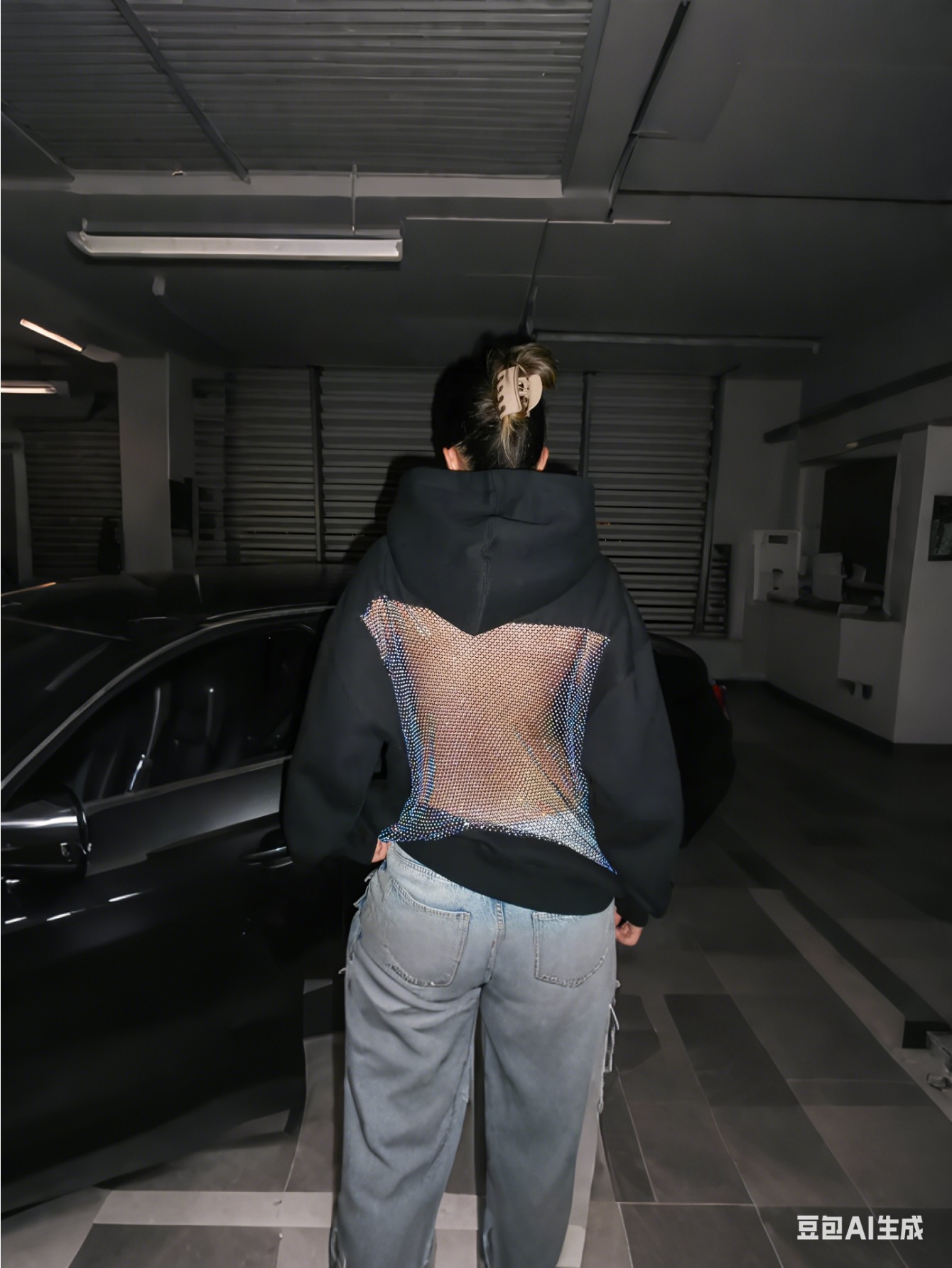 Women'S Backless Mesh Hooded Sweatshirt | Geometric-Pattern Winter Warm Pullover | Casual Loose Fit Layer | Fuyule Brand, Regular Fit, Long Sleeve
