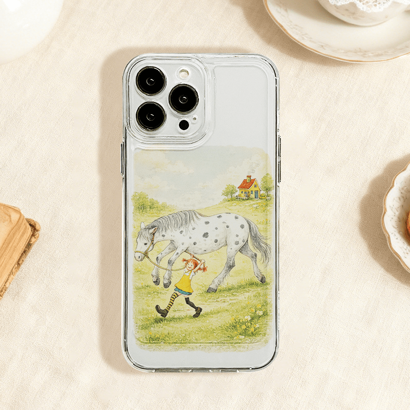 TEMU Phone Case - Artistic Phone Case Featuring A Girl With A Horse In A Landscape, Designed To , Durable, And Shockproof. Suitable For For Galaxy