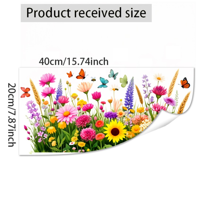 TEMU 1pc Sunflower Wheat Double-sided Static Window Cling – Pastoral Simulation Design, Removable Adhesive-free, Home Display Window Glass Decoration