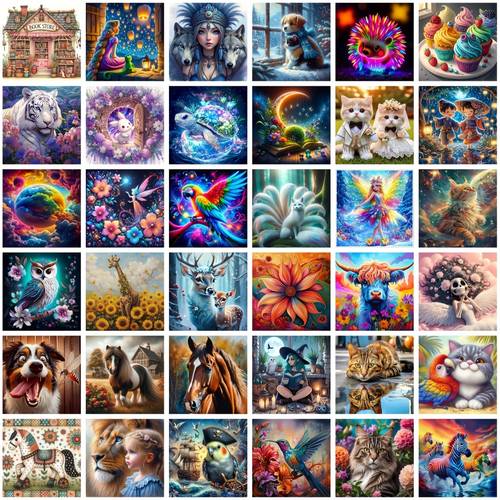 36 random sets of 1 frameless diamond painting kit circular set beginners to relax and create ideal as a birthday or holiday surprise gift featuring designs with animal and nature themes