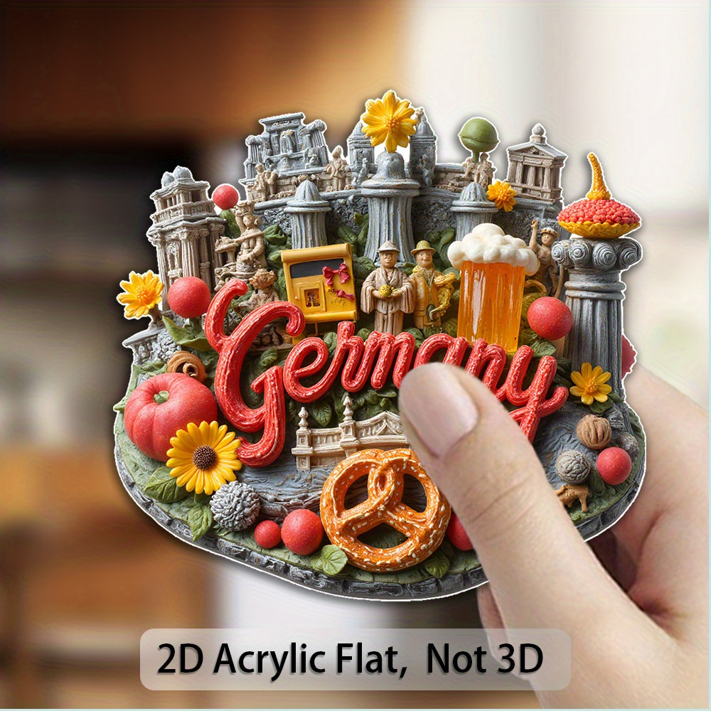 TEMU 1pc 2d Flat Printing Refrigerator Magnetic Decorative Sticker Refrigerator Sticker Bright Colors Long-lasting Non-fading Stable Adsorption Not