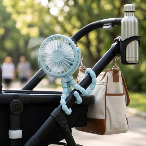 with flexible tripod portable rechargeable battery operated mini fan on cooling air circulator for car seat travel desk gift