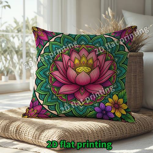 1pc 2d flat printing vibrant for lotus mandala pillowcase cushion covers 2d flat printing home and kitchen supplies bedding home decor universal covers cushion covers and accessories pillow covers summer theme for lotus flower green