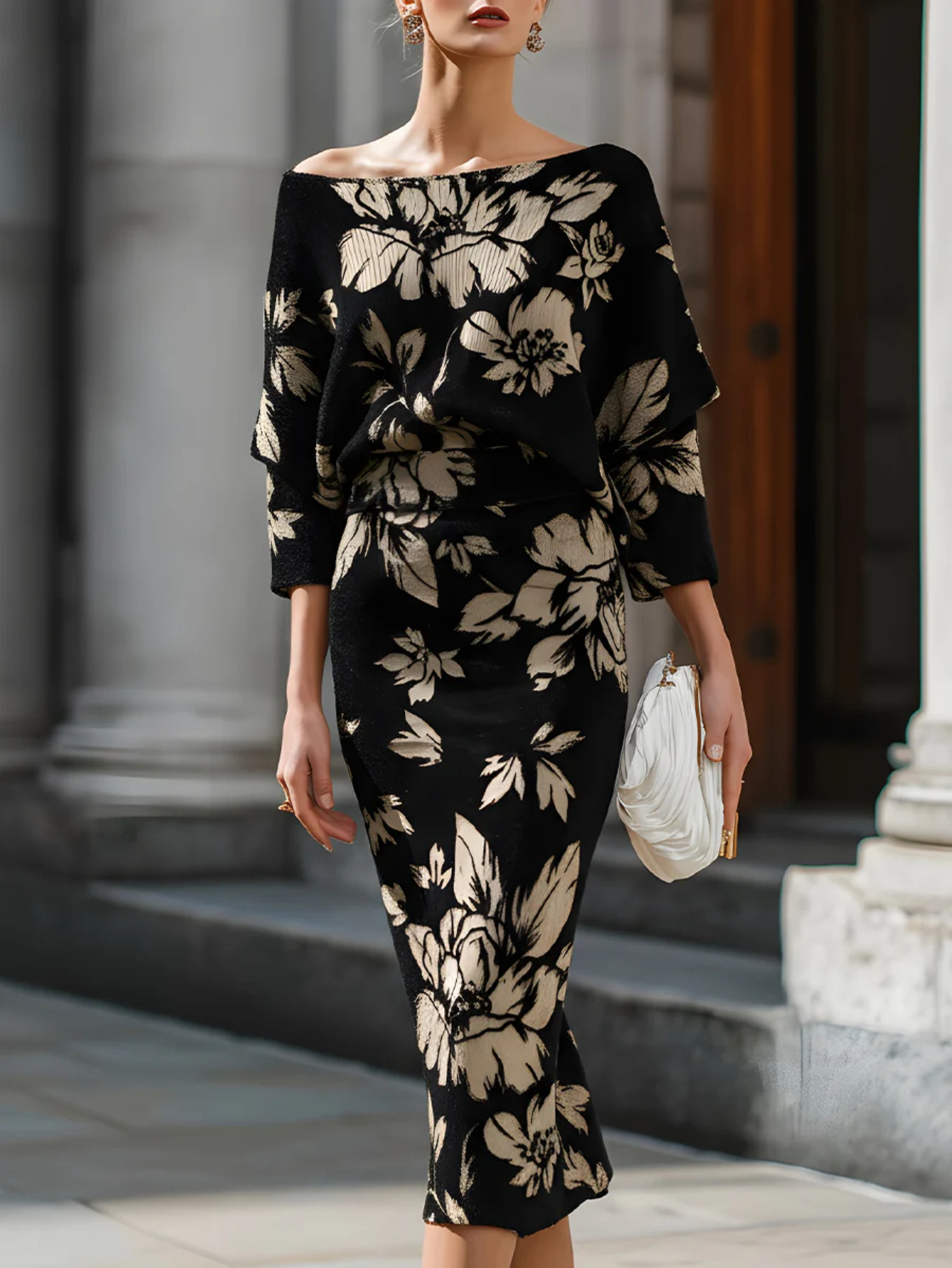 Robe Décolletée Femme Rue21 - Taille M, Noir à Fleurs, Manches Courtes, 100% Rayon, Neuve Sans étiquette