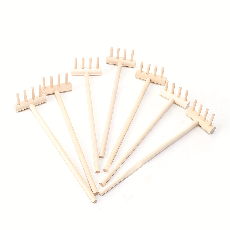 Image of 7pcs Garden Rake Set - Wooden Tools For Sand Art, Rock Gardens, And Home Decoration, Durable 5.5x 1.5inch Rakes, Suitable For Meditation And Miniature Landscapes, Zen Garden Additions