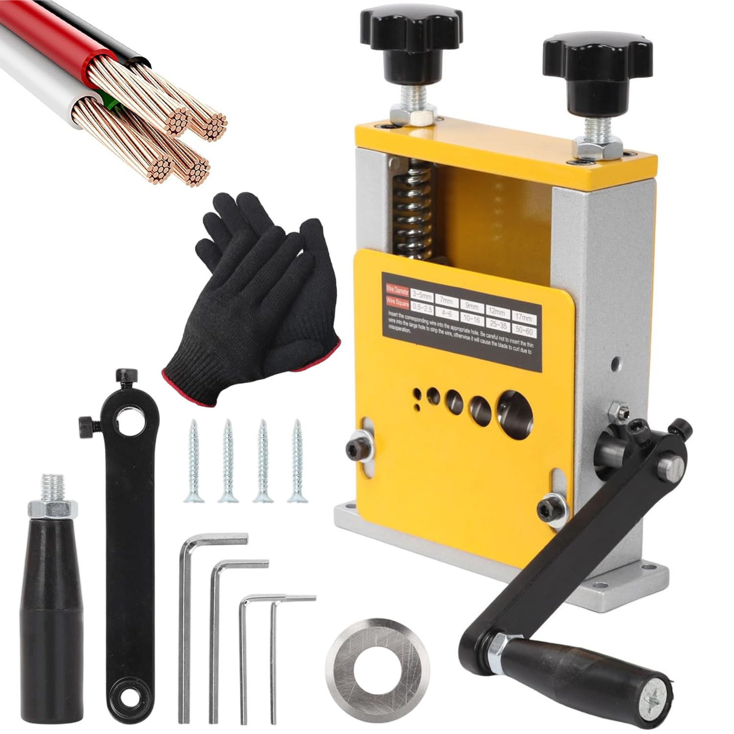 Image of Manual Portable Wire Stripper With Frame & 6-channel Stripper Suitable For 1-17mm Wires, Multi-gauge For Electricians, Diy, Hobbyists, For And