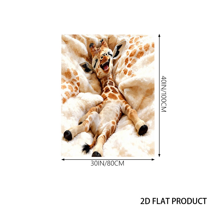 TEMU Cute Giraffe Print Plush Nap Blanket, Soft Fluffy Comfortable Warm Throw, Optional, Suitable For Office , Sofa Lounging, Bedroom Living Room