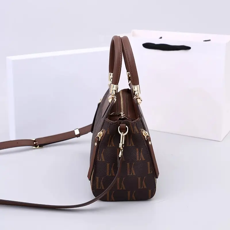 elegant brown floral print womens handbag with detachable shoulder strap hardware zipper closure stylish large capacity satchel for everyday use everyday luxury bag floral printed bag secondlayer Product details 0