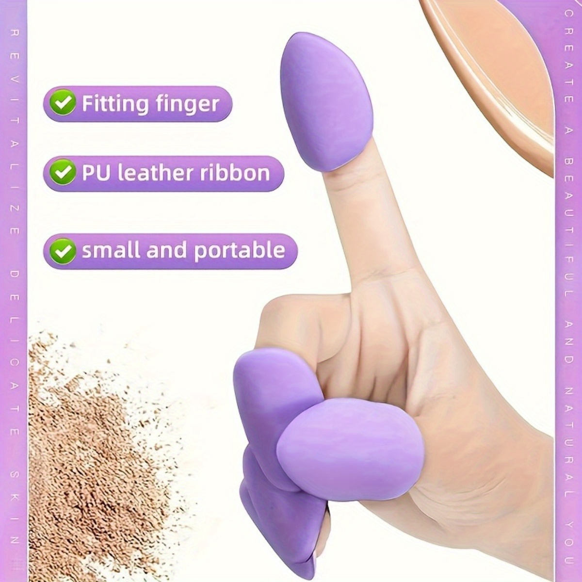 10pcs makeup sponge set     finger powder puff flocking powder puff   suitable for   types dry and wet use reusable makeup mixing tool christmas gift set new year gift set valentines day gift details 1