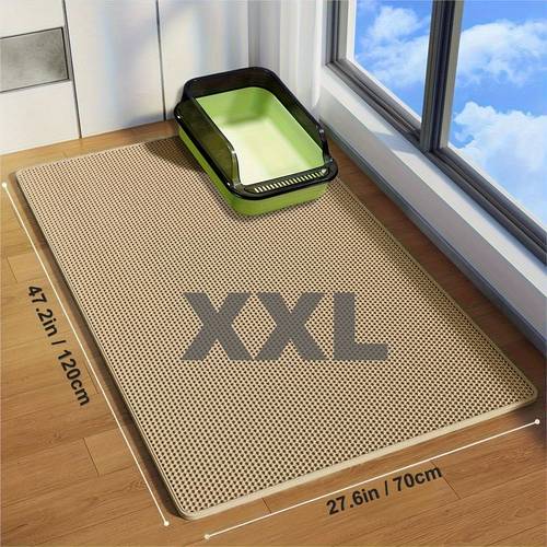extra large double layer cat litter mat made of splash proof and leak proof eva material prevents cat litter from scattering is non slip washable odor proof and easy to for protecting cat litter trays and pet