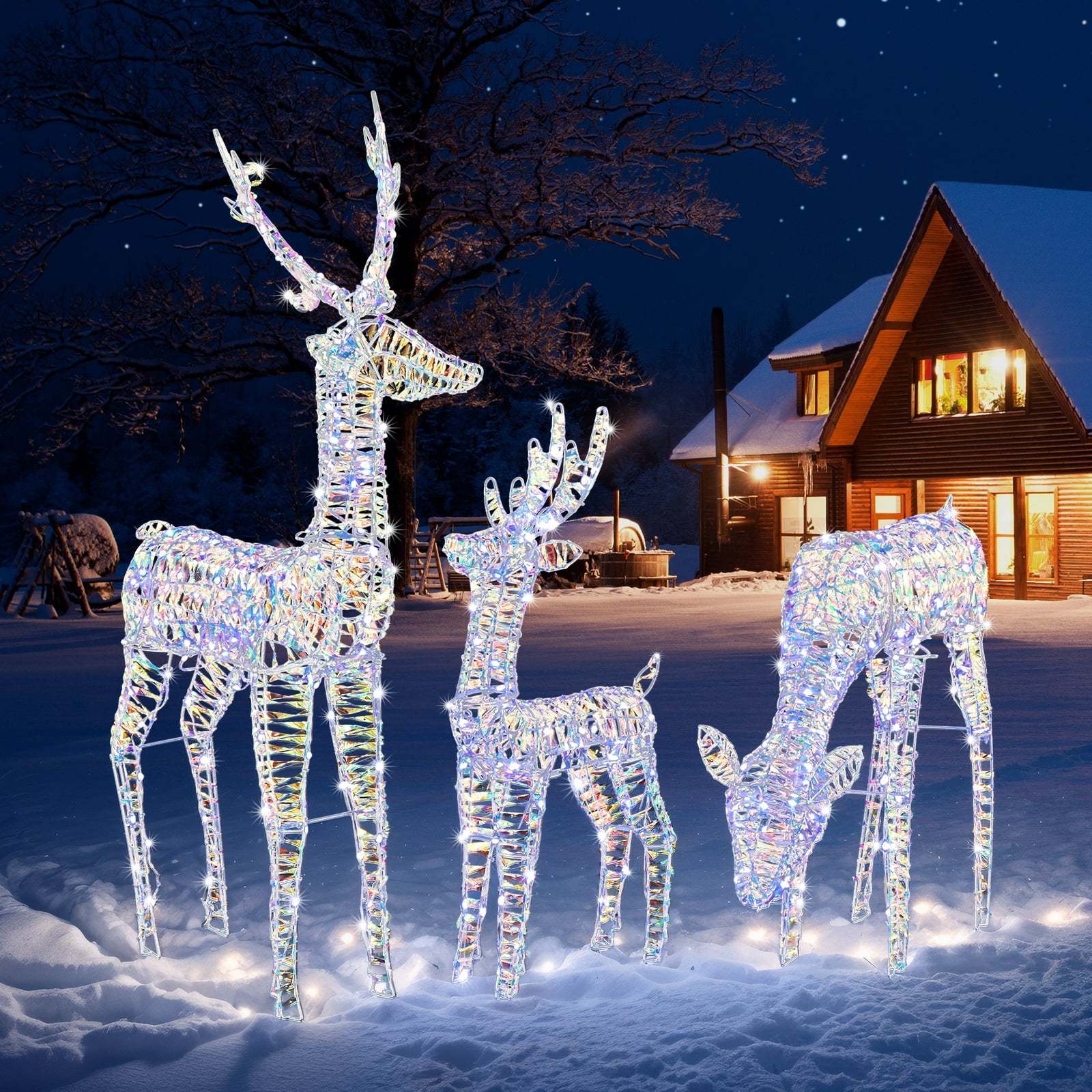 TEMU 3pcs Lighted Christmas Reindeer Set Decoration For Decor