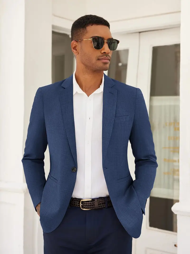 mens casual dress coats COOFANDY Mens Casual Blazer Dress Coat Stretch Business Suit Jacket Slim Fit Knit Sport Coat