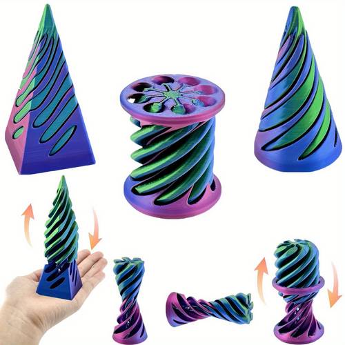 set of 3 cones spiral cone fidget pyramid 3d printed spiral cone mini thread illusion for desktop decoration souvenir gift for stress relief
