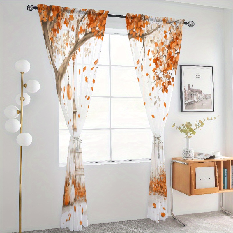 TEMU Rideaux 2D Plats - 2 Pièces Noël - Noël - Nœud - Halloween - Impression Numérique 2D Opaque, Design à Enfiler sur Tringle pour Décoration Salon