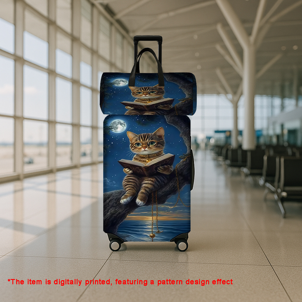 Moonlit Night Cat Luggage Set with Travel Bag
