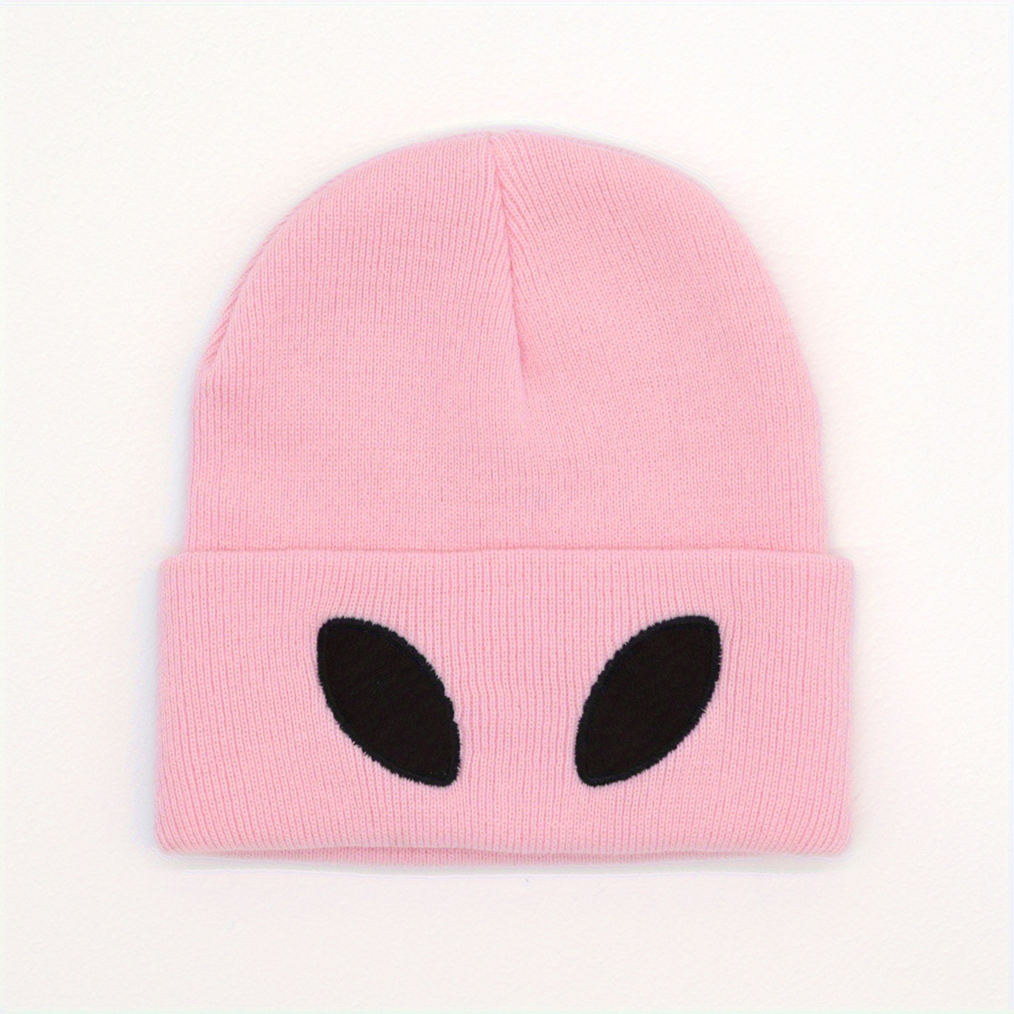 TEMU 1-pack Unisex Knit Beanie With Embroidery - Stretchy Halloween Costume, Easter & Theme Party Hat, Funky Casual Unisex Beanie & Pink, Halloween