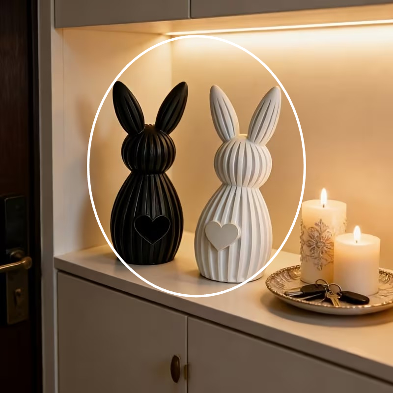 Creative 3d Printed Rabbit Figurine With Minimalist Vertical Texture, Geometric Shape & , Ornament For Valentine's Day Easter, Home/commercial Decor For Bookshelf Desk Living Room Entryway