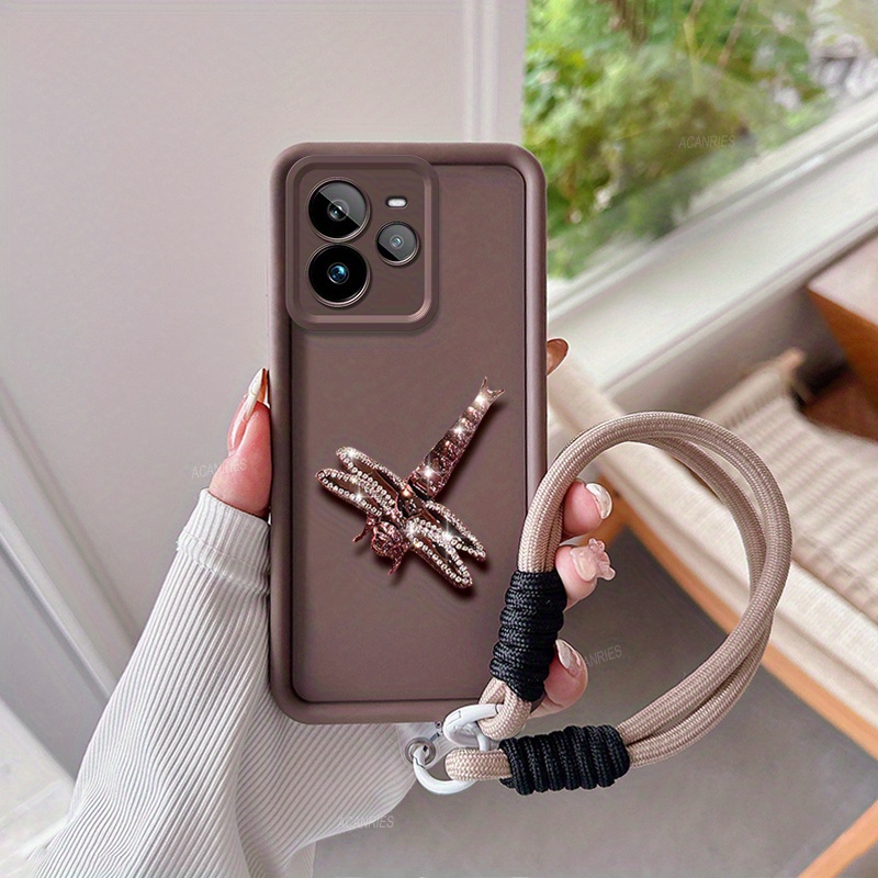 TEMU Phone Case: For Realme Gt7 Pro Candy Color Ladder Thickening Shockproof Phone Case For Oppo Realme Pro With Dragonfly Bracket Fashion Double-