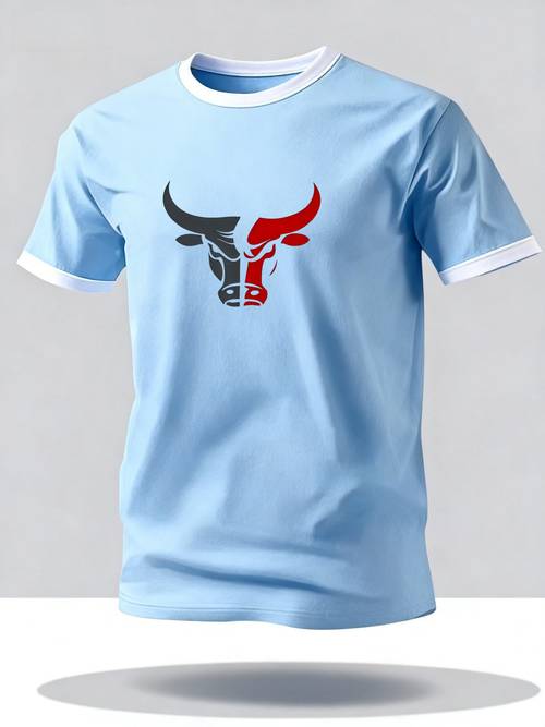 item picture 2026 new style mens style pure short sleeve t shirt black and white contrast trimmed with red and black contrast print streetwear fitness training