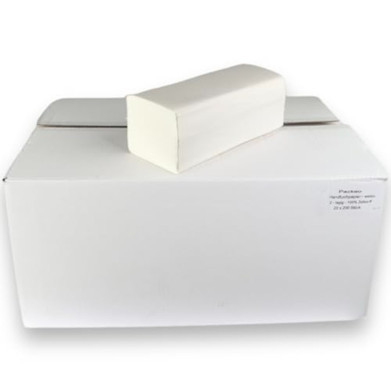 Image of Paper Towels 4000 Sheets - Folding Towels Zz-fold 2-ply - Hand Towel Paper 25 Cm - Suitable For Paper Towel Dispenser