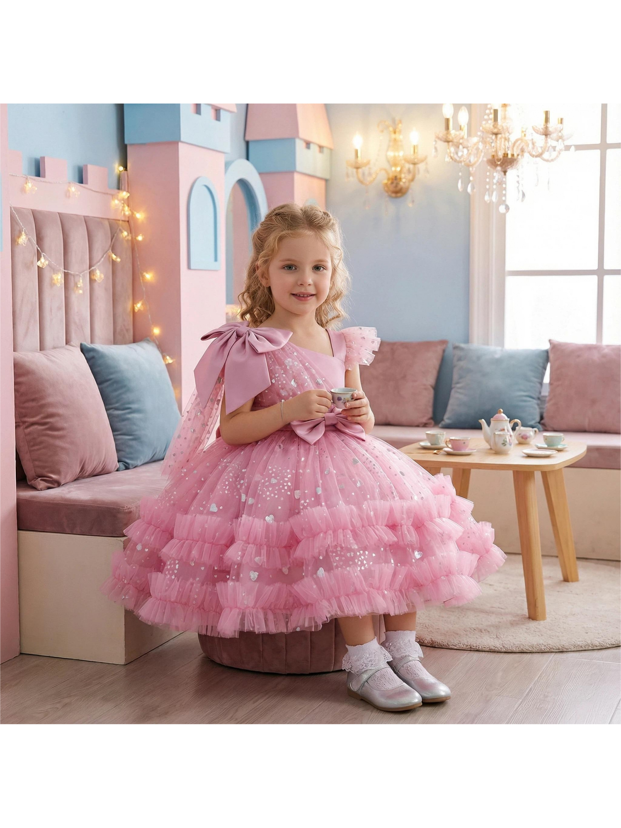 slim fit dress slacks Girl Christmas Dress Baby Girl Formal Dresses Toddler Beaded Bow Wedding Dress Girl Birthday Dresses, Wine Red / 0-1 Year (80cm) main image 0