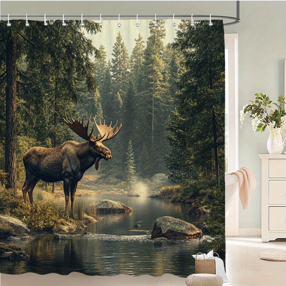 TEMU 1 rideau de douche majestueux avec un , décoration de salle de bain, rideau de bain avec et , rideau décoratif pour maison sur le thème de