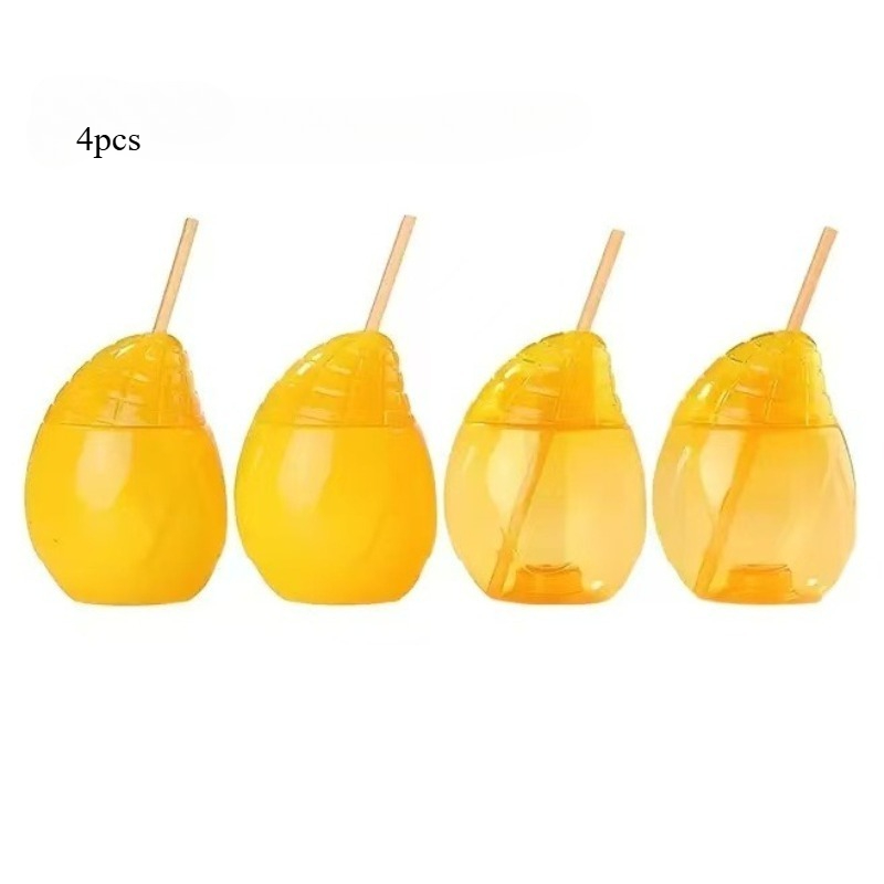 TEMU Mango-shaped Four-piece Party Cup Set, Fruit-shaped Cups, Suitable For The Beach, Poolside, Outdoor Activities, As Well As Halloween And