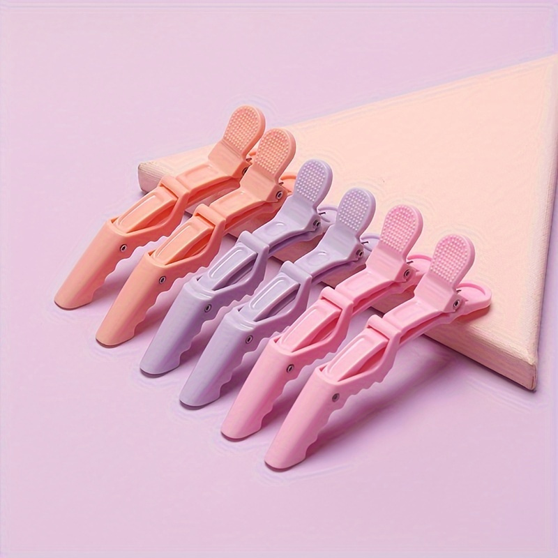 6Pcs Black Hair Crocodile Clips, Salon Sectioning Clamps Professional Hair Clips Wide Teeth Double Hinged Design Crocodile Hair Clips Alligator Stylin