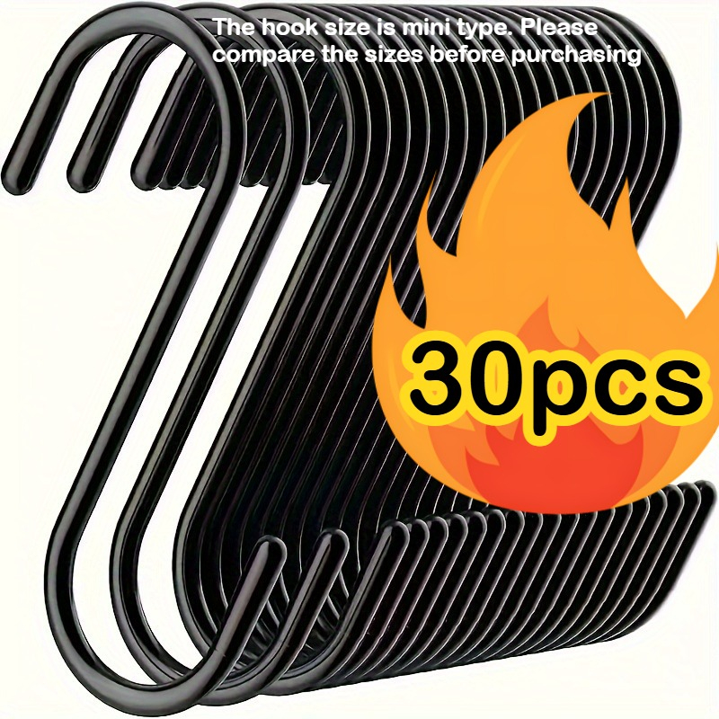 TEMU 30pcs Of Black Heavy-duty Metal Hooks- , Non-slip And Durable Mini Hooks, A Stylish Wall Hanging Solution For Plants, Wardrobes, Garden And