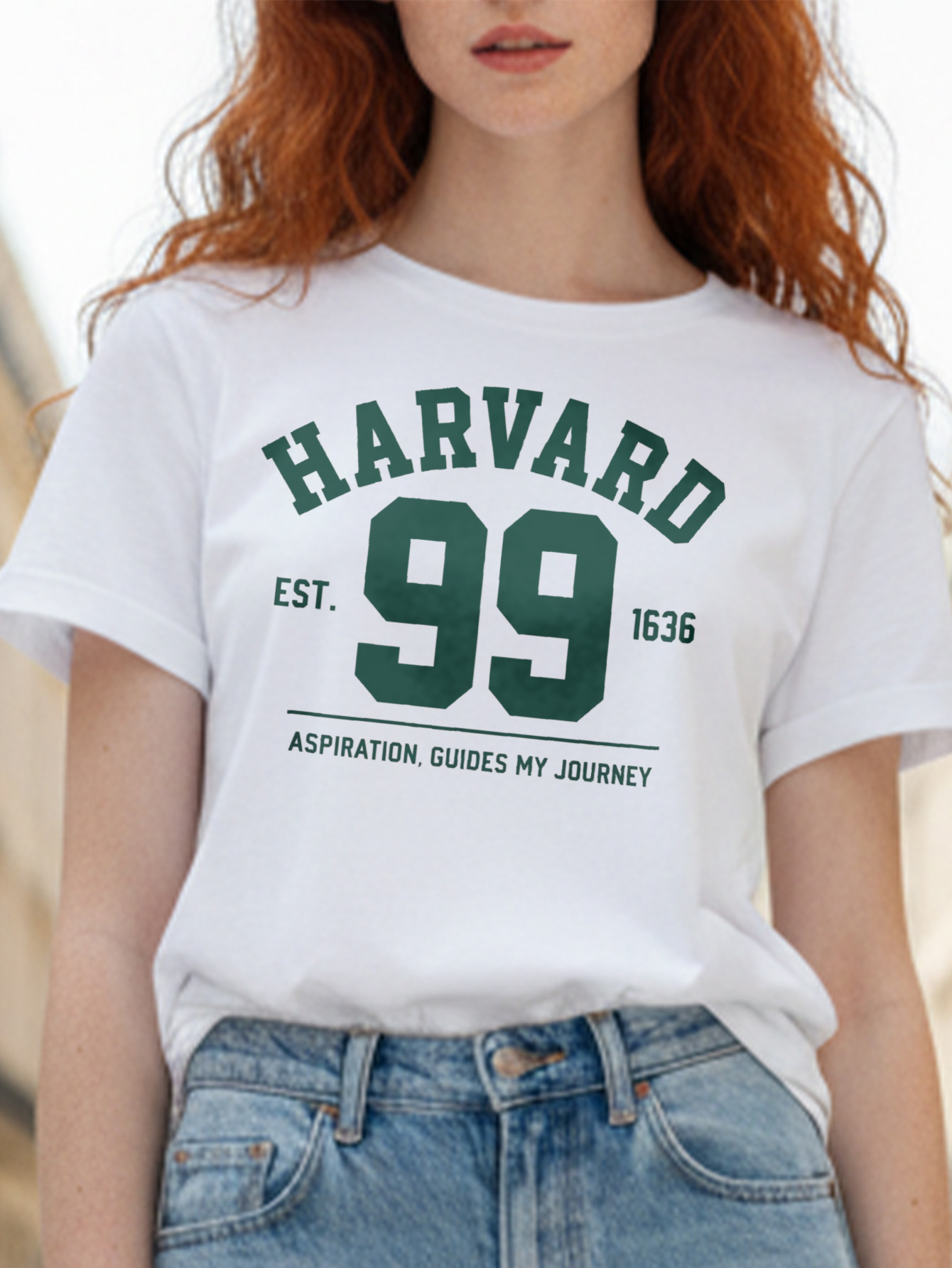 women t shirt   99 est 1636 aspiration guides   white graphic print summer casual casual attire college inspired fashion and  