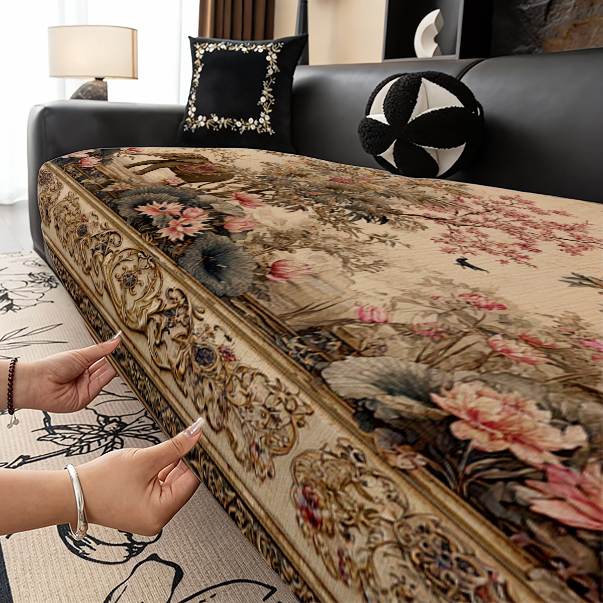 TEMU 2d Flat, Printed Sofa Cushion, Universal Sofa Pad, Sofa Seat Cushion, Pet Scratch-resistant Sofa Mat, Living Room And Office Sofa Decoration,