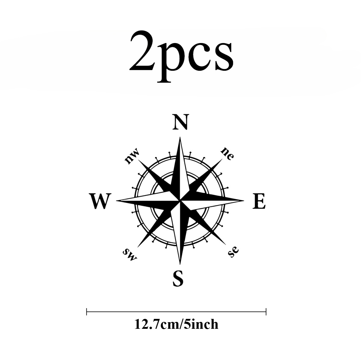 TEMU 2 Waterproof Bumper Stickers Featuring Artistic Designs Of Compasses For Outdoor Camping, Suitable For Cars, Trucks, Boats, Motorcycles, Walls,