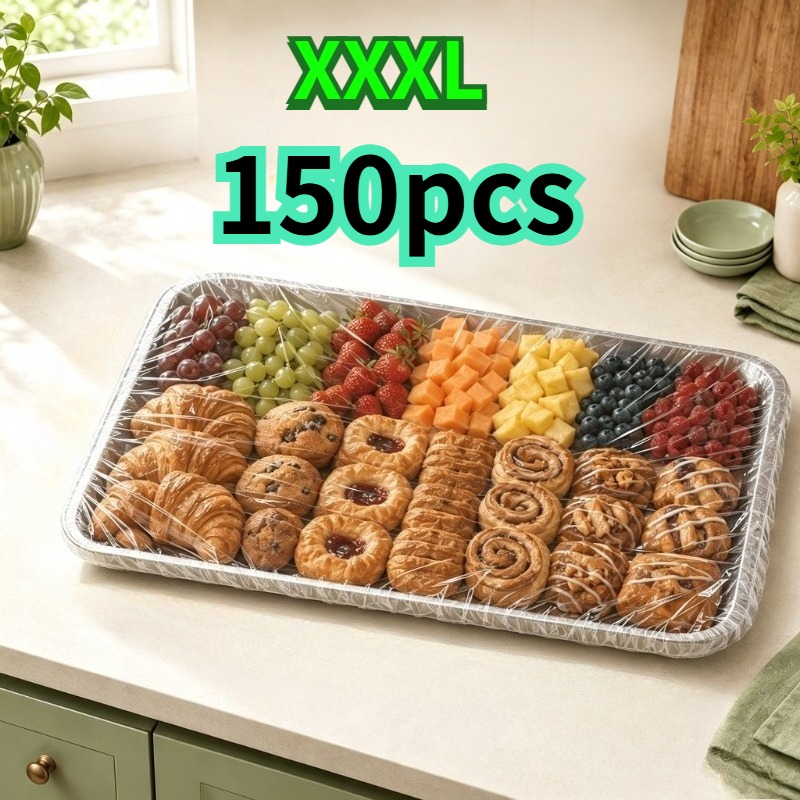 TEMU Cubiertas elásticas extra grandes XXXL para conservación de alimentos de 70.00 cm x 50.00 cm, paquete de 150 unidades de cubiertas de plástico